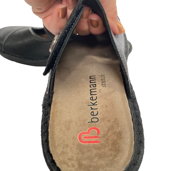BERKEMANN Berkoflex Clog Black Leather Slip On Clog Mule Wedge Comfort Shoe 7.5 - Picture 8 of 12